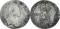Frankreich 20 Sols, 1/6 ECU Münze, Strasbourg, Louis XV, S+, Silber -