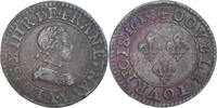 Frankreich Double Tournois Münze, Louis XIII, Paris, SS, Kupfer -