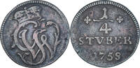 Deutsch Staaten 1/4 Stüber Münze, WIED-RUNKEL, Johann Ludwig Adolph -