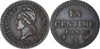 Frankreich Centime Münze, Dupré, Paris, SS, Bronze, KM:646, Gadoury:76 -
