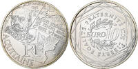 Frankreich 10 Euro Aquitaine, Paris, UNZ, Silber, KM:1863 -