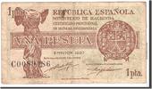 Spanien 1 Peseta Geldschein, 1937-10-12, KM:104a, S -
