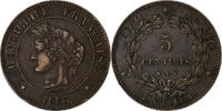 Frankreich 5 Centimes Münze, Cérès, Paris, SS, Bronze, KM:821.1 -