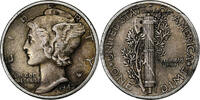 Vereinigte Staaten Dime Mercury Dime, Philadelphia, SS, Silber, KM:140 -