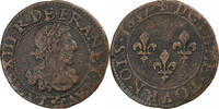 Frankreich Double Tournois Louis XIII, Troyes au Chappes, Rare, Kupfer -