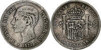 Spanien 5 Pesetas Alfonso XII, Madrid, Silber, S, KM:676 -