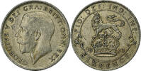 Großbritannien 6 Pence George V, London, Silber, SS -
