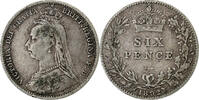 Großbritannien 6 Pence Victoria, Silber, SS, KM:760 -