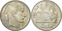 Belgien 50 Francs, 50 Frank Silber, VZ, KM:136.1 -