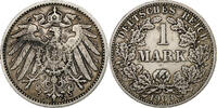 German Empire Mark GERMANY - EMPIRE, Wilhelm II, Stuttgart, Silber, SS, KM:14 -