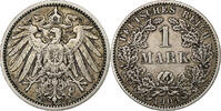 German Empire Mark GERMANY - EMPIRE, Wilhelm II, Karlsruhe, Silber, SS, KM:14 -