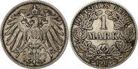 German Empire Mark GERMANY - EMPIRE, Wilhelm II, Karlsruhe, Silber, SS, KM:14 -