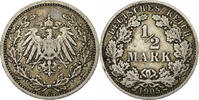 German Empire 1/2 Mark GERMANY - EMPIRE, Berlin, Silber, S+, KM:17 -