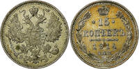 Russland 15 Kopeks Nicholas II, Saint Petersburg, Silber, SS, KM:21a.2 -