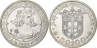 Portugal 50 Escudos Silber, VZ+, KM:593 -