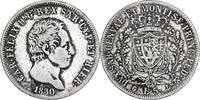 Italien Staaten 5 Lire SARDINIA, Carlo Felice, Genoa, Silber, S+ -