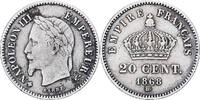 Frankreich 20 Centimes Napoleon III, Strasbourg, Silber, S+ -