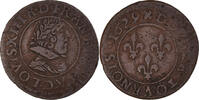 Frankreich Double Tournois Münze, Louis XIII, Lyon, SS, Kupfer -