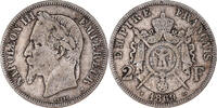 Frankreich 2 Francs Münze, Napoleon III, Strasbourg, S+, Silber -