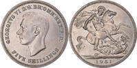 Großbritannien 5 Shillings Münze, George VI, SS+, Kupfer-Nickel -