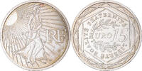 Frankreich 15 Euro Paris, Semeuse, VZ+, Silber -