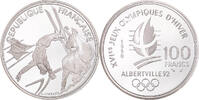 Frankreich 100 Francs Münze, Albertville 1992, Paris, STGL, Silber -