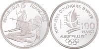 Frankreich 100 Francs Münze, Albertville 1992, Paris, STGL, Silber -