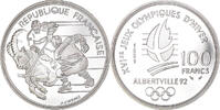 Frankreich 100 Francs Münze, Albertville 1992, Paris, STGL, Silber -