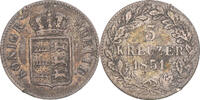Deutsch Staaten 3 Kreuzer Münze, Guillaume I, S+, Silber -