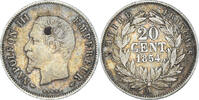 Frankreich 20 Centimes Münze, Napoleon III, Paris, S+, Silber -