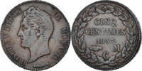 Monaco 5 Centimes Münze, Honore V, S+, Kupfer, Gadoury:MC102 -