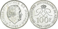 Monaco 100 Francs Münze, Rainier III, 40e anniversaire de règne -