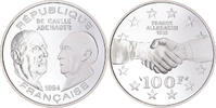 Frankreich 100 Francs Münze, De Gaulle - Adenauer, Paris, UNZ+, Silber -