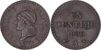 Frankreich Centime Münze, Dupré, Paris, SS+, Bronze, KM:754 -