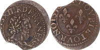 Frankreich Double Tournois Münze, Louis XIII, SS, Kupfer -