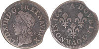 Frankreich Double Tournois Münze, Paris, Type de Warin, S+, Kupfer -