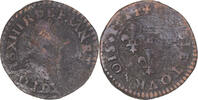 Frankreich Double Tournois Münze, Louis XIII, Lyon, S, Kupfer, CGKL:338 -
