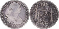 Bolivien 4 Réales Münze, Charles IV, Potosi, S+, Silber -