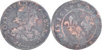 Frankreich Double Tournois Münze, Louis XIII, Lay, S+, Kupfer -