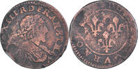 Frankreich Double Tournois Münze, Louis XIII, S, Kupfer -