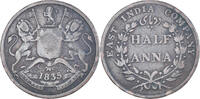 INDIA-BRITISH 1/2 Anna Münze, Guillaume IV, S+, Kupfer, KM:447.1 -