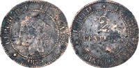 Frankreich 2 Centimes Münze, Cérès, Paris, Petit A, S+, Bronze -