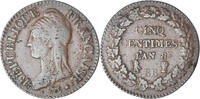 Frankreich 5 Centimes Münze, Dupré, Strasbourg, S+, Kupfer, KM:640.4 -