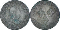 Frankreich Double Tournois Münze, Louis XIII, Bordeaux, S+, Kupfer -