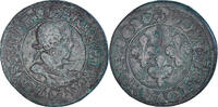 Frankreich Double Tournois Münze, Louis XIII, Poitiers, S+, Kupfer -