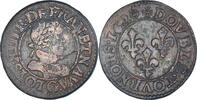 Frankreich Double Tournois Münze, Louis XIII, Poitiers, S+, Kupfer -