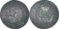 Frankreich Double Tournois Münze, Louis XIII, Riom, SS, Kupfer -