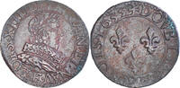 Frankreich Double Tournois Münze, Louis XIII, Tours, SS, Kupfer -