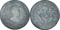 Frankreich Double Tournois Münze, Louis XIII, Lyon, SGE+, Kupfer -