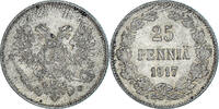 Finnland 25 Penniä Münze, Nicholas II, Helsinki, VZ+, Silber, KM:19 -